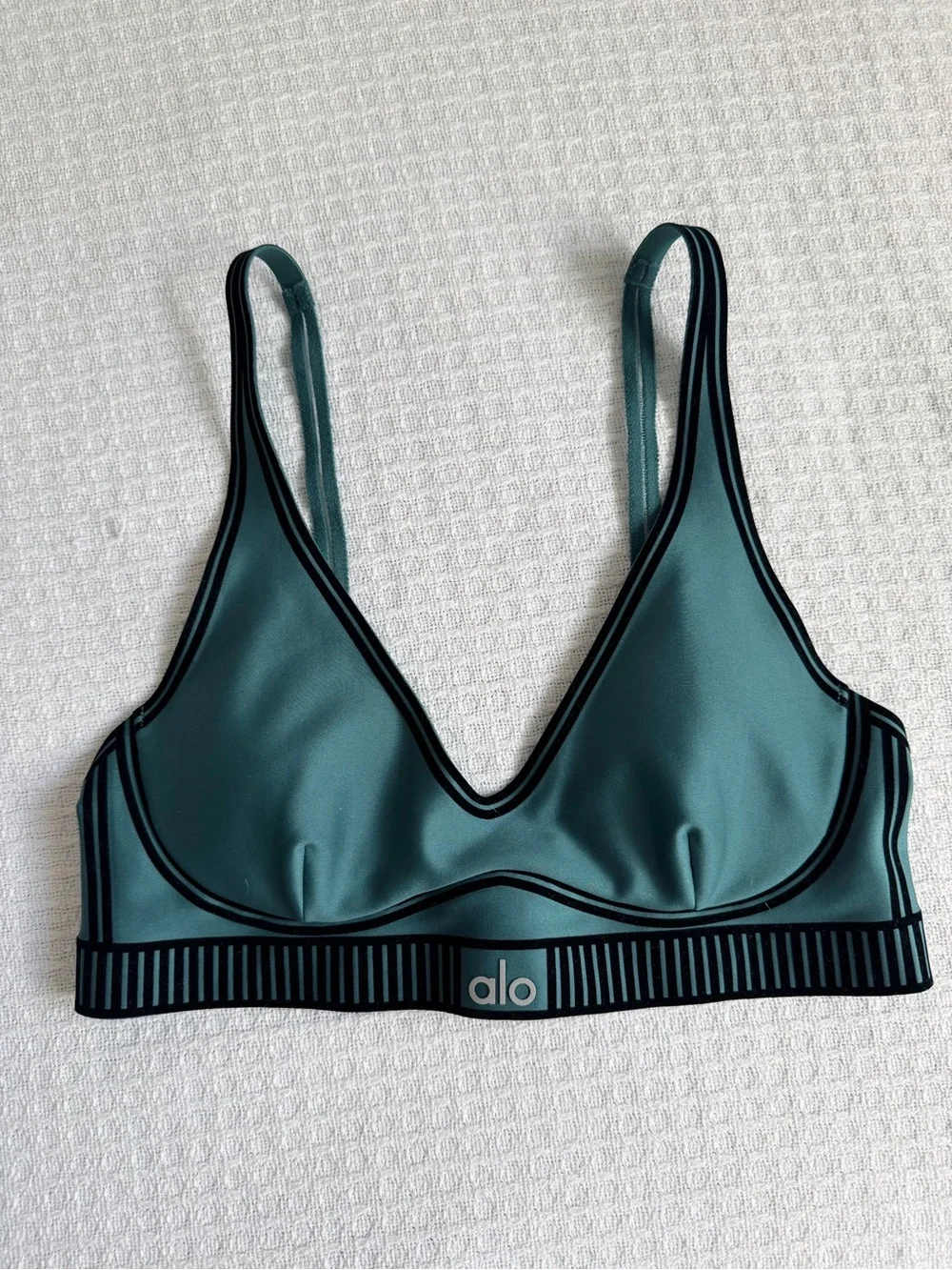 ALO Yoga Teal Sports Bralette with Black Trim